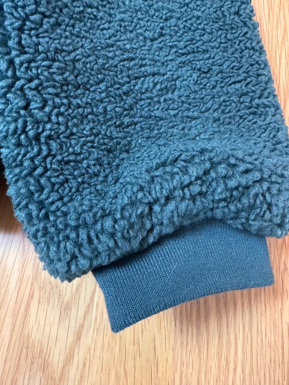Levi's Dark Teal Sherpa Fleece Jacket Full Zip Mock Neck Ribbed Cuffs - Picture 3 of 10